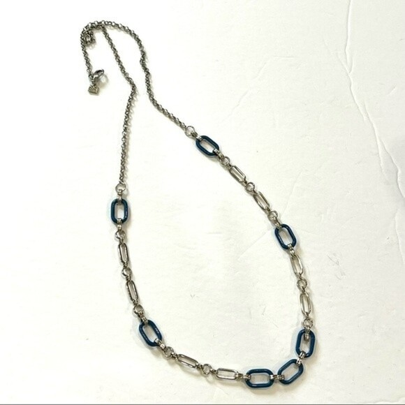 BANANA REPUBLIC~Enamel & Silver Link Chain Necklace - Picture 4 of 5
